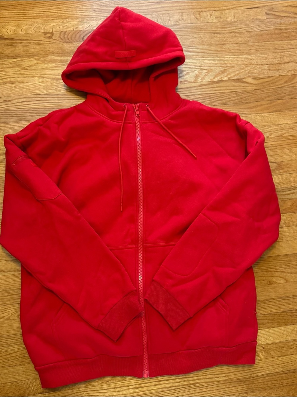 Comfort Airplane Mode Travel Hoodie Red Zip-Up with Eye Mask
